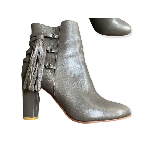 Halogen SADEE Gray Leather Lace-Up Back Almond Toe Booties Heels 8.5 EU 39 - Picture 11 of 11